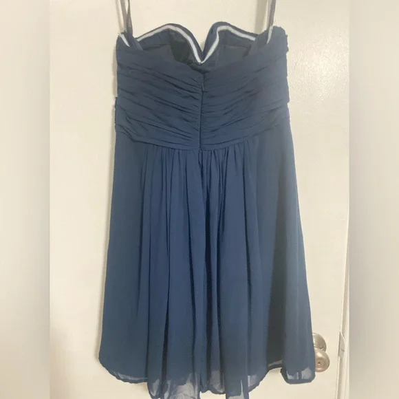 Bill Levkoff Blue Ruched Strapless Dress - Picture 3 of 6